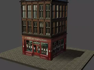 building 6 with windows and doors Low-poly 3D model