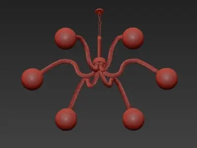 Industrial chandelier with balls hanging from it 3D model