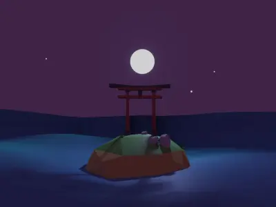 Chinese Ceremonial Door Low Poly Free low-poly 3D model