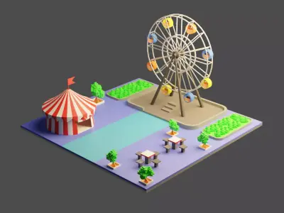 Isometric Ferris Wheel Environment 3D model