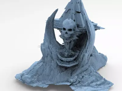 Scull Skeleton Sci fi architecture Mountain 3D model