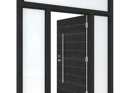 Door-096 modern door with glass panels 3D model
