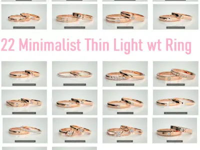 22 Minimalist Thin Light wt Couple Band renders 3dm stl details 3D Model Pack