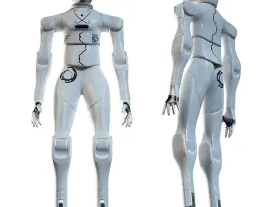 Futuristic Humanoid Robot Low-poly 3D model