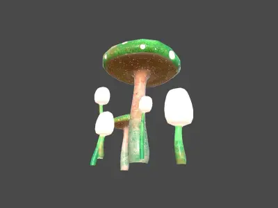 Fantasy Mushroom H09 Green Orange - Scene Backdrop Design Low-poly 3D model
