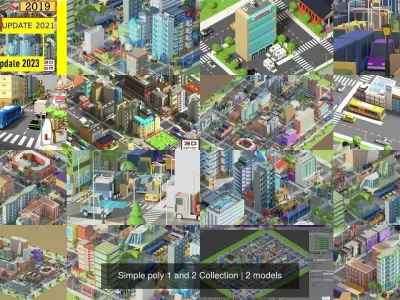 Simple poly 1 and 2 Collection 3D Model Pack