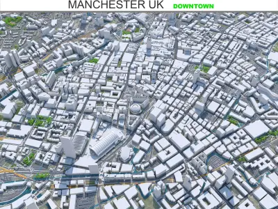 Manchester Downtown United Kingdom Low-poly 3D model