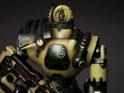 Etasphera09 robot with gun Low-poly 3D model