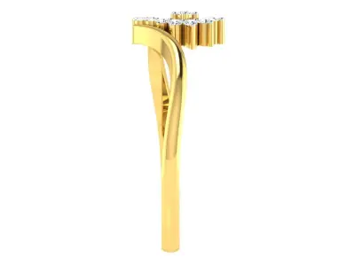 Light Weight Yellow Gold Diamond Ring  -R-4188 3D print model