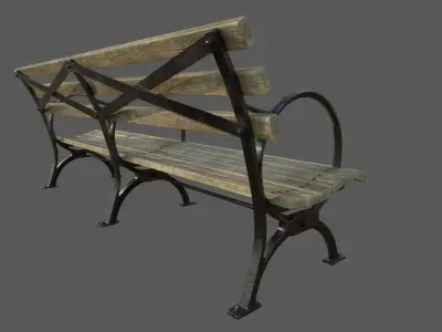VR Park Bench Low-poly 3D model