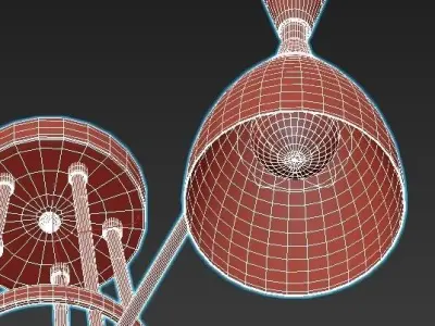 lumion-oliver-4494 five light chandelier with brass and shades 3D model