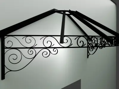  Stylish Front Door Awning  001 3D model 3D model