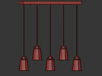Linear Glass Island chandelier 3D model