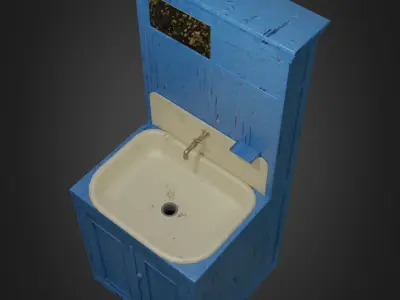 Retro washbasin Low-poly 3D model
