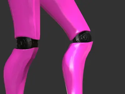 Female Robot Rigged Low-poly 3D model