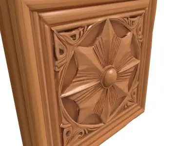 Ornate Carved Wood Decorative Panel Low-poly 3D model