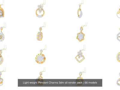 66 Light weight Pendant Charms 3dm stl render pack