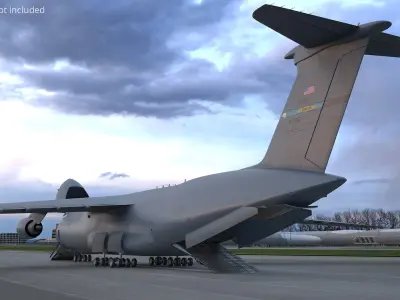  Lockheed C-5M Super Galaxy Dark Gray with Interior Rigged 