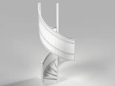 Light Oak Wooden Spiral Staircase Low-poly 3D model