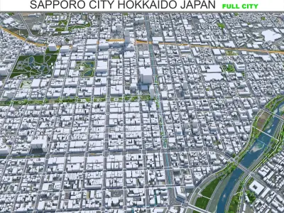 Sapporo City in Hokkaido Japan Low-poly 3D model