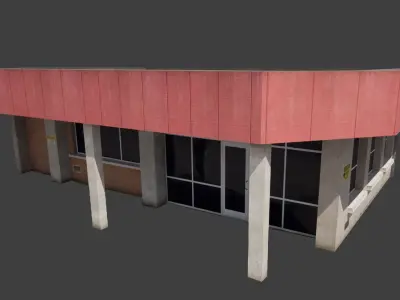 Building City Work Street Low-poly 3D model VR Low-poly 3D model