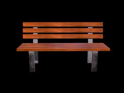 Park Bench Modern outdoor bench Long seat Free low-poly 3D model