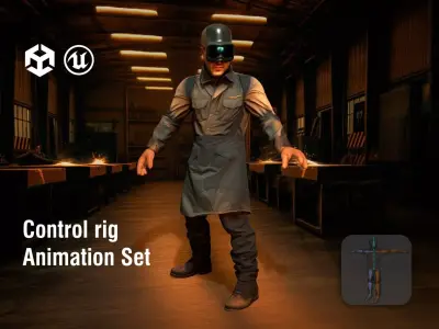 Welder Character in Flame Resistant Gear Low-poly 3D model