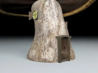 Lowpoly mushroom house Low-poly 3D model