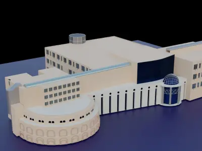 College building Low-poly 3D model