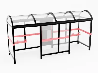 Bus Stop Shelter 2 Low-poly 3D model