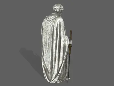 Old Man Statue Low-poly 3D model 15