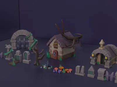 Stylized game art asset Low-poly 3D model