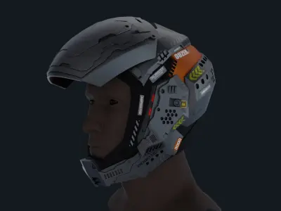 Sci-Fi Helmet 3D model 4