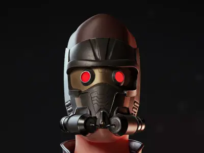 Futuristic Sci Fi Helmet with Gas Mask  Glowing Red Eyes 3D model