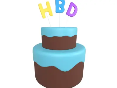 Birthday Cake v1 004 Low-poly 3D model