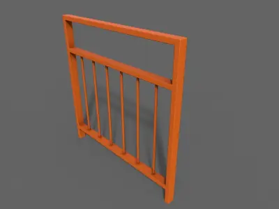 PBR Pedestrian Guard Rail Orange V4 Low-poly 3D model