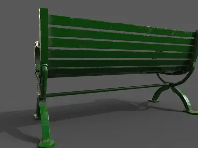 Street Bench Low-poly 3D model