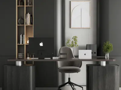 Workplace - office furniture 11 Low-poly 3D model