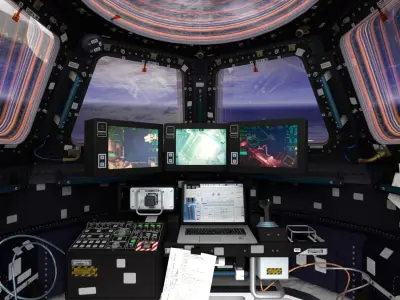 ISS Cupola module interior and exterior Low-poly 3D model