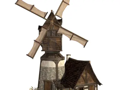 Old Windmill Low Poly Low-poly 3D model