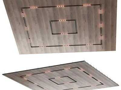 Wooden suspended ceiling with lighting 49 3D model