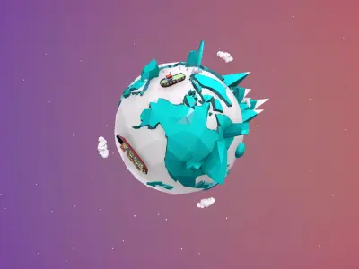 Earth Low Poly globe in middle of background Low-poly 3D model