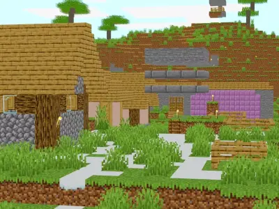Minecraft Village 3D Model  3D model
