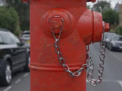 Hydrant fire with chains 3D model