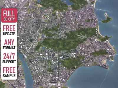 Zhuhai - 3D City Model Low-poly 3D model