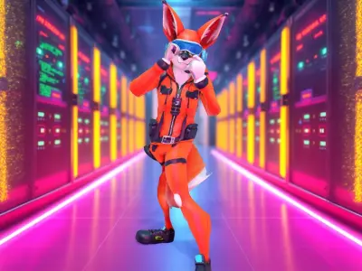 Cyber Fox Adventurer model pack Low-poly 3D model