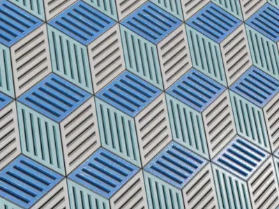 Geometric Hex-Tile Slotted Metal Grill PBR Seamless Texture