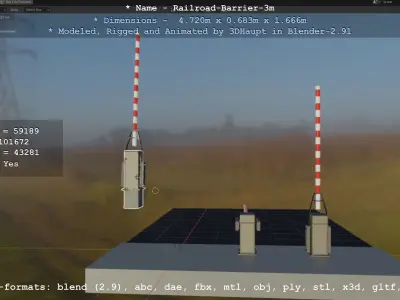 Railroad Barrier 3m High-Poly Version 3D model