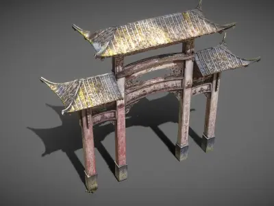 Chinese Wooden Door  1906 Low-poly 3D model
