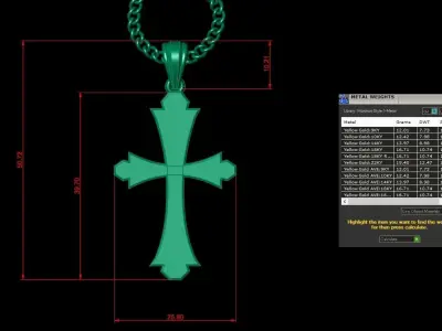 Light Gold 18K Cross Pendant 1CP042 3D print model buy